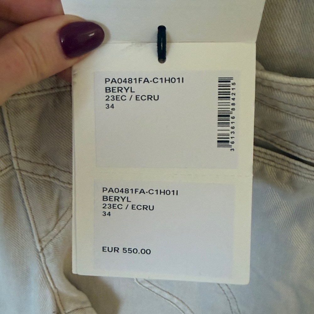 NWT ISABEL MARANT Beryl Straight Leg Jeans in Ecru - Picture 9 of 12